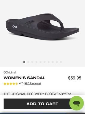 Oofos black flip flops women’s size 10 EU size 41 OOriginal recovery sandals